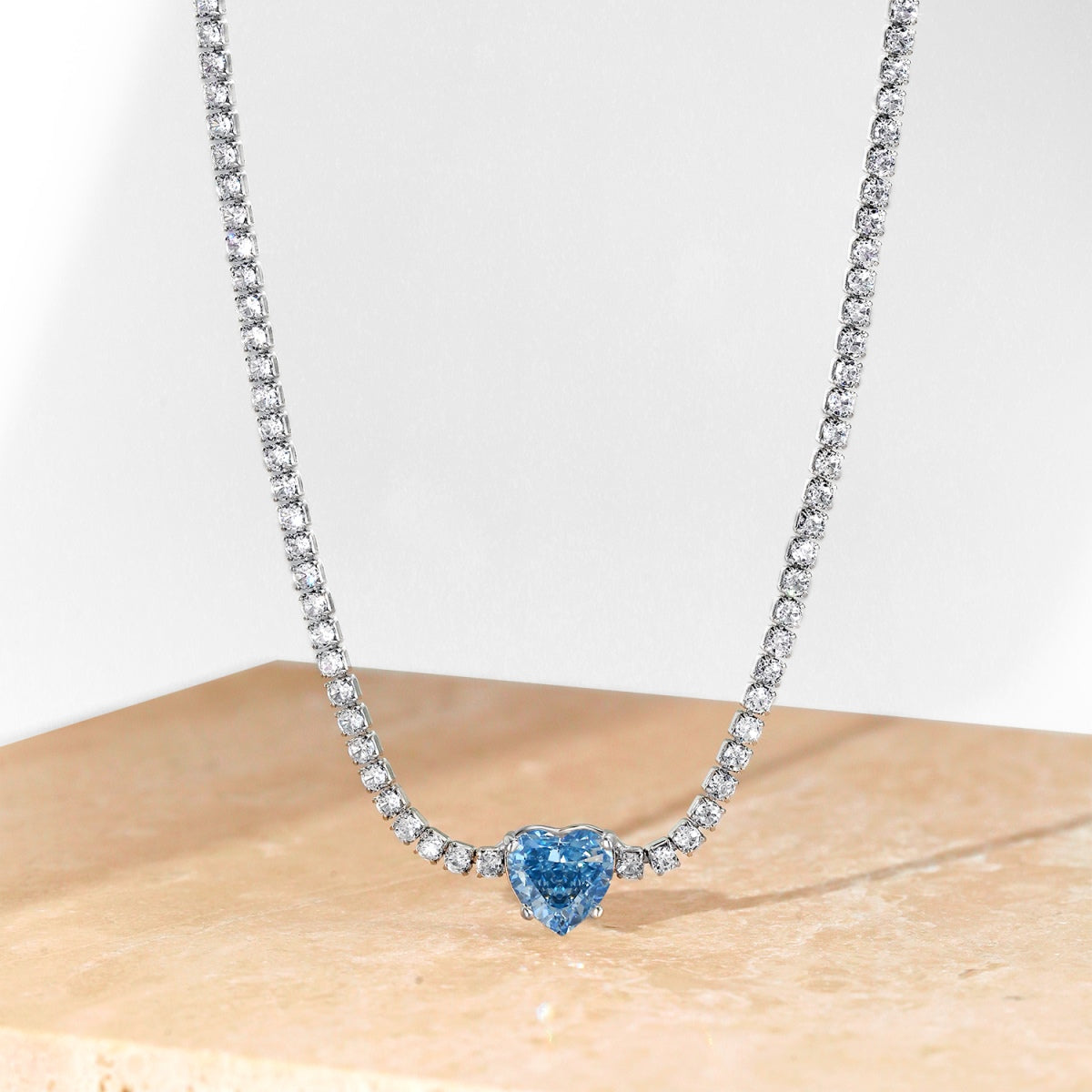 [Love's Uplift]2.0 Carat Sparkling Tennis Heart Cut Necklace