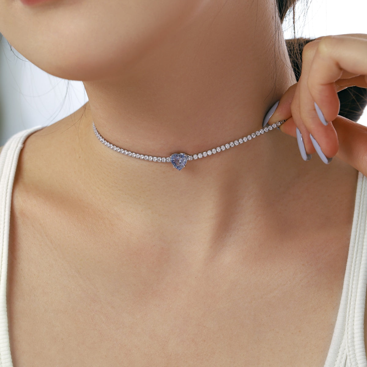 [Love's Uplift]2.0 Carat Sparkling Tennis Heart Cut Necklace