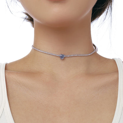 [Love's Uplift]2.0 Carat Sparkling Tennis Heart Cut Necklace