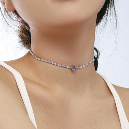 [Love's Uplift]2.0 Carat Sparkling Tennis Heart Cut Necklace