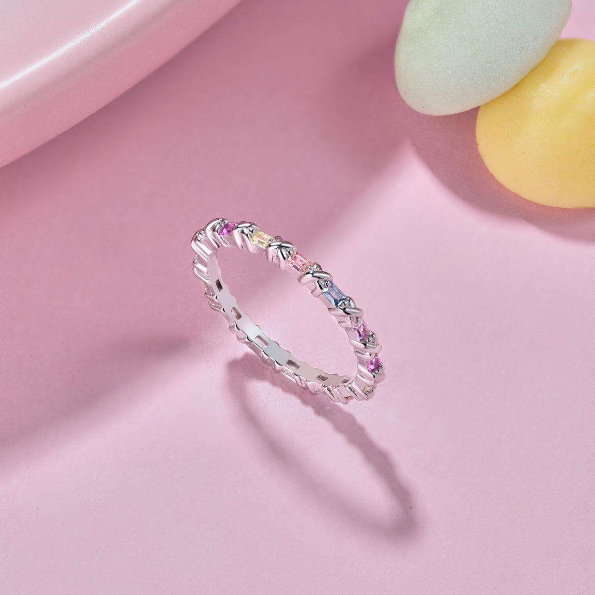 [Love's Uplift]Charming Colorful Round Cut Daily Ring