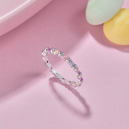 [Love's Uplift]Charming Colorful Round Cut Daily Ring