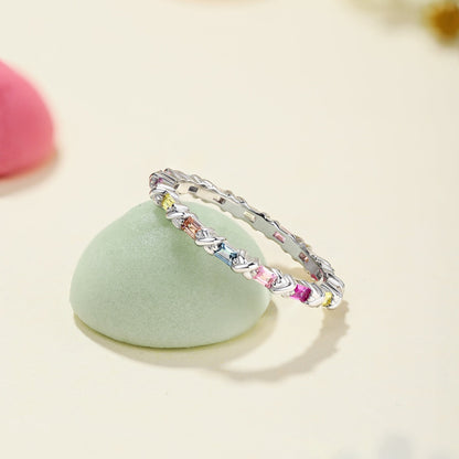 [Love's Uplift]Charming Colorful Round Cut Daily Ring