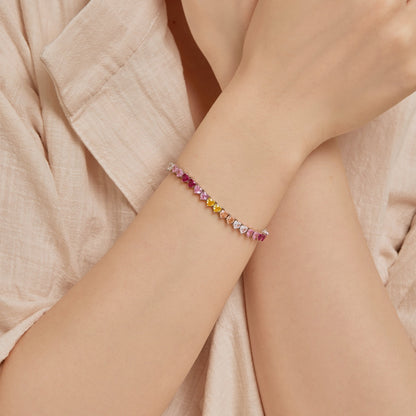 [Love's Uplift]Luxurious Colorful Romantic Heart Shape Lover Bracelet