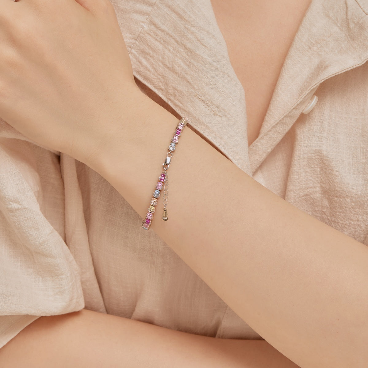 [Love's Uplift]Delicate Colorful Emerald Cut Party Bracelet