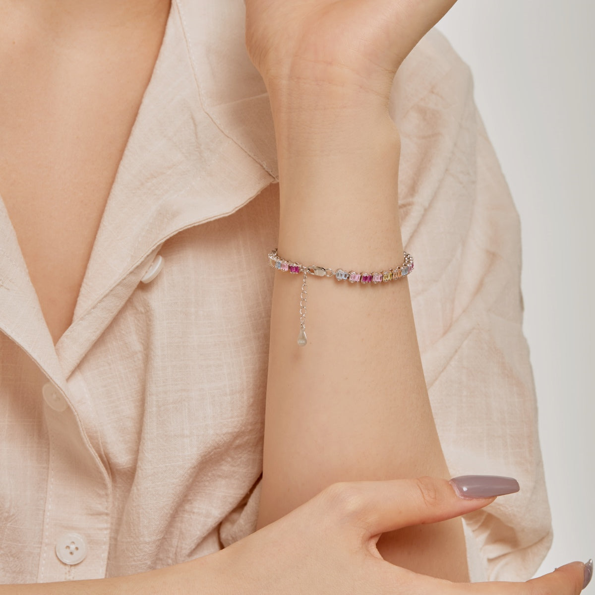 [Love's Uplift]Delicate Colorful Emerald Cut Party Bracelet