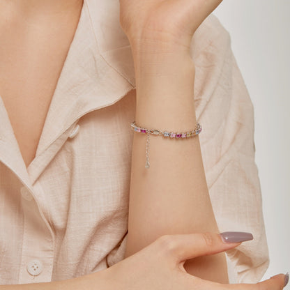 [Love's Uplift]Delicate Colorful Emerald Cut Party Bracelet
