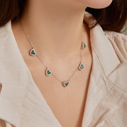 [Love's Uplift]Sparkling Five Heart Necklace
