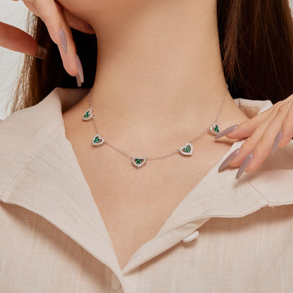 [Love's Uplift]Sparkling Five Heart Necklace