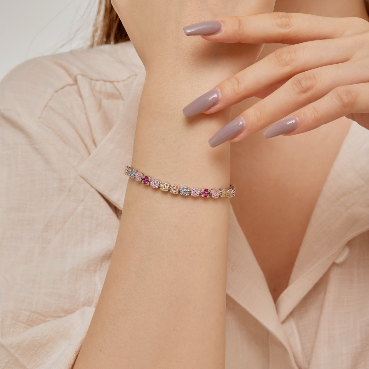 [Love's Uplift]Delicate Colorful Emerald Cut Daily Bracelet