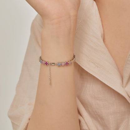 [Love's Uplift]Delicate Colorful Emerald Cut Daily Bracelet