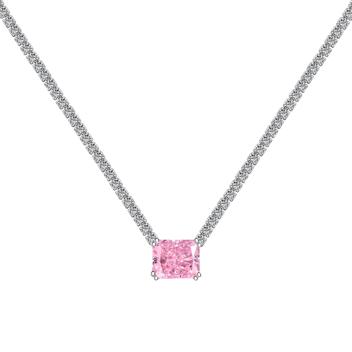 [Love's Uplift]4.0 Carat Elegant Radiant Cut Necklace