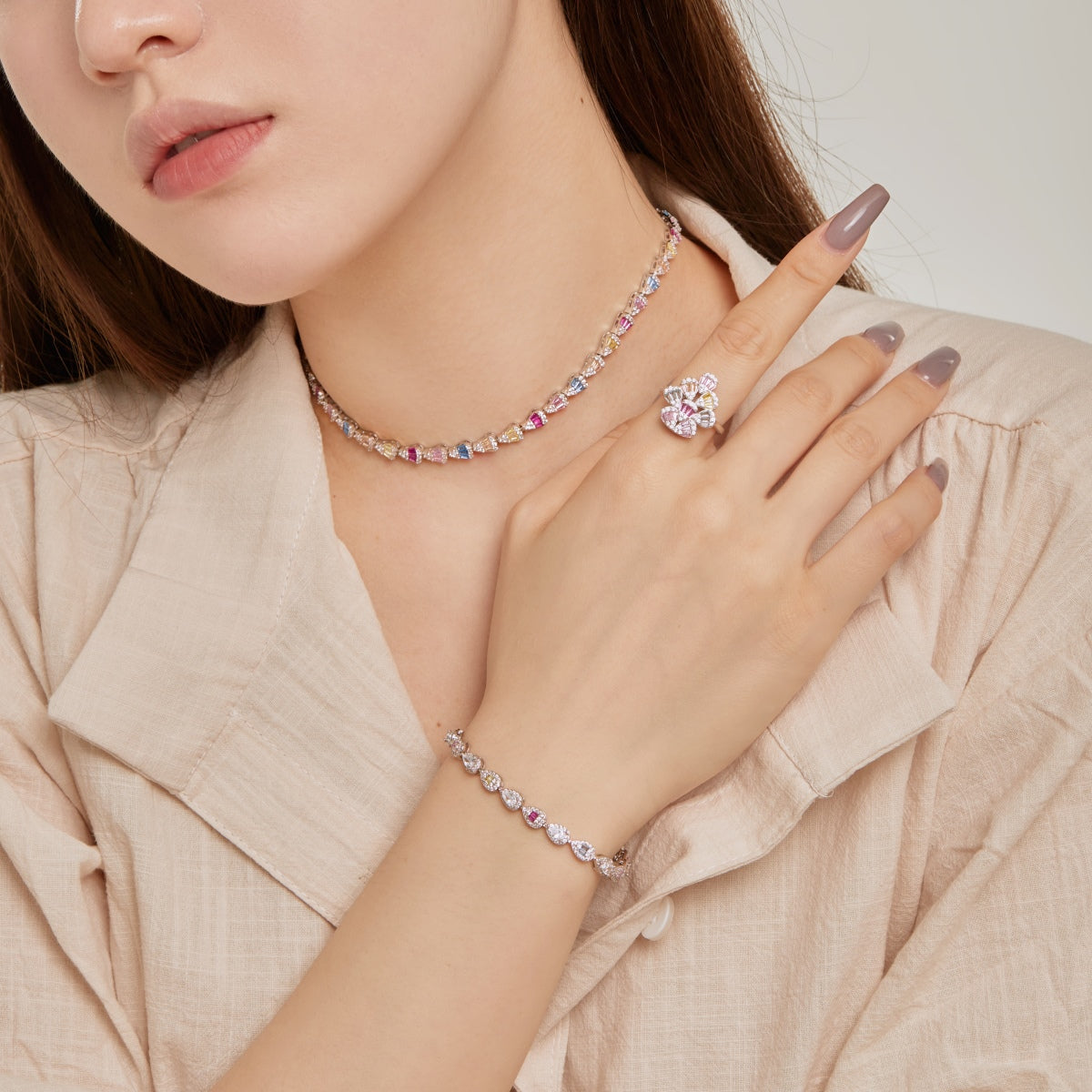 [Love's Uplift]0.25 Carat Radiant Water Drop Shape Daily Bracelet