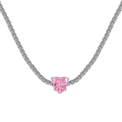 [Love's Uplift]2.0 Carat Sparkling Tennis Heart Cut Necklace
