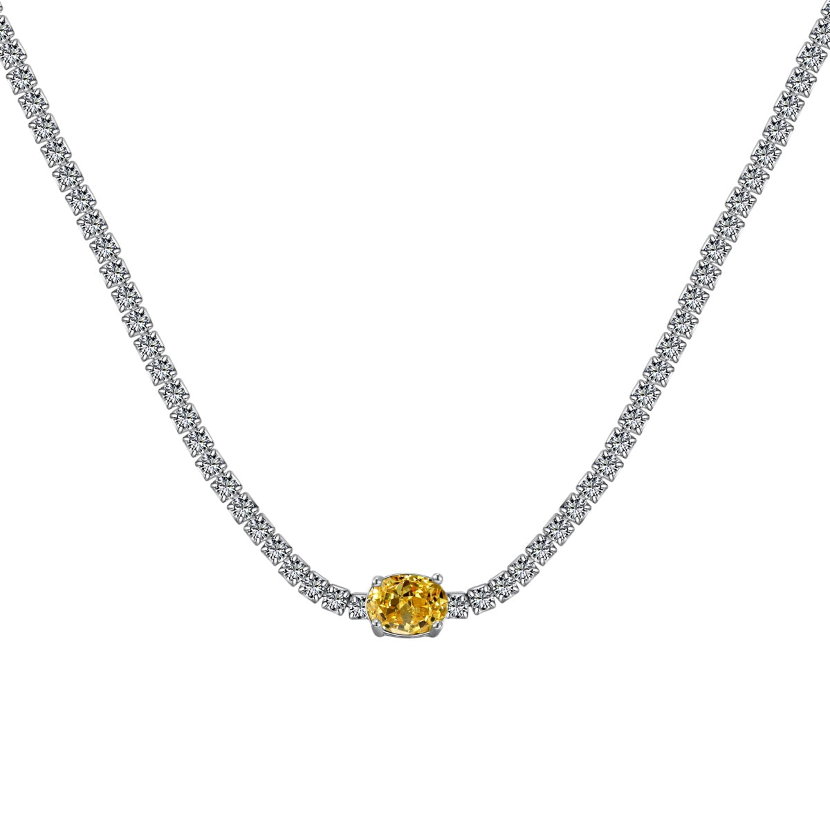 [Love's Uplift]1.0 Carat Shining Oval Cut Necklace