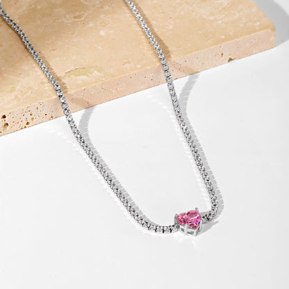 [Love's Uplift]2.0 Carat Sparkling Tennis Heart Cut Necklace