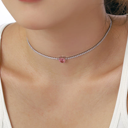 [Love's Uplift]2.0 Carat Sparkling Tennis Heart Cut Necklace