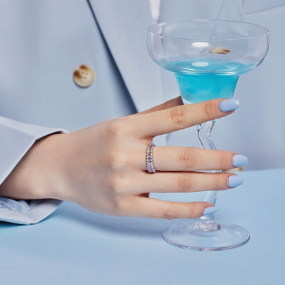 [Love's Uplift]Splashy Ornate Emerald Cut Cocktail Ring