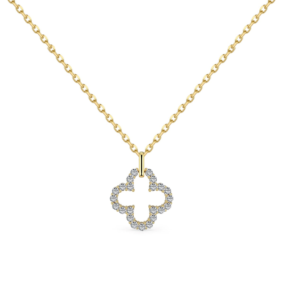 [Love's Uplift]Four-Leaf Clover Hollow Design Exquisite Necklace
