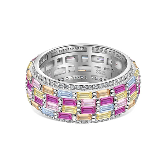 [Love's Uplift]Radiant Colorful Radiant Cut Daily Ring