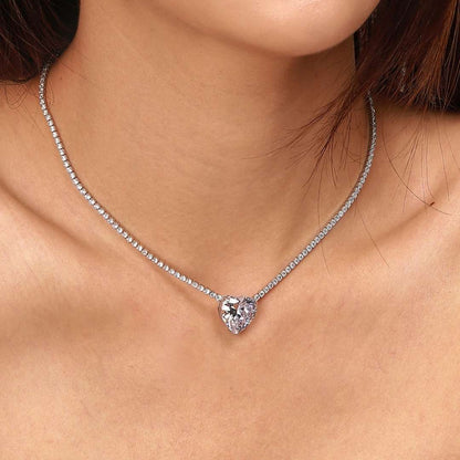 [Love's Uplift]8.0 Carat Versatile Colorful Sweet Heart-Shaped Tennis Necklace