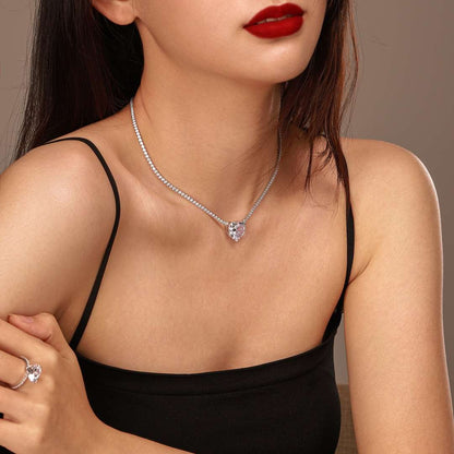 [Love's Uplift]8.0 Carat Versatile Colorful Sweet Heart-Shaped Tennis Necklace
