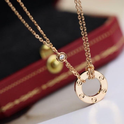 [Love's Uplift]LOVE NECKLACE ADJUSTABLE ROSE GOLD 2 DIAMOND
