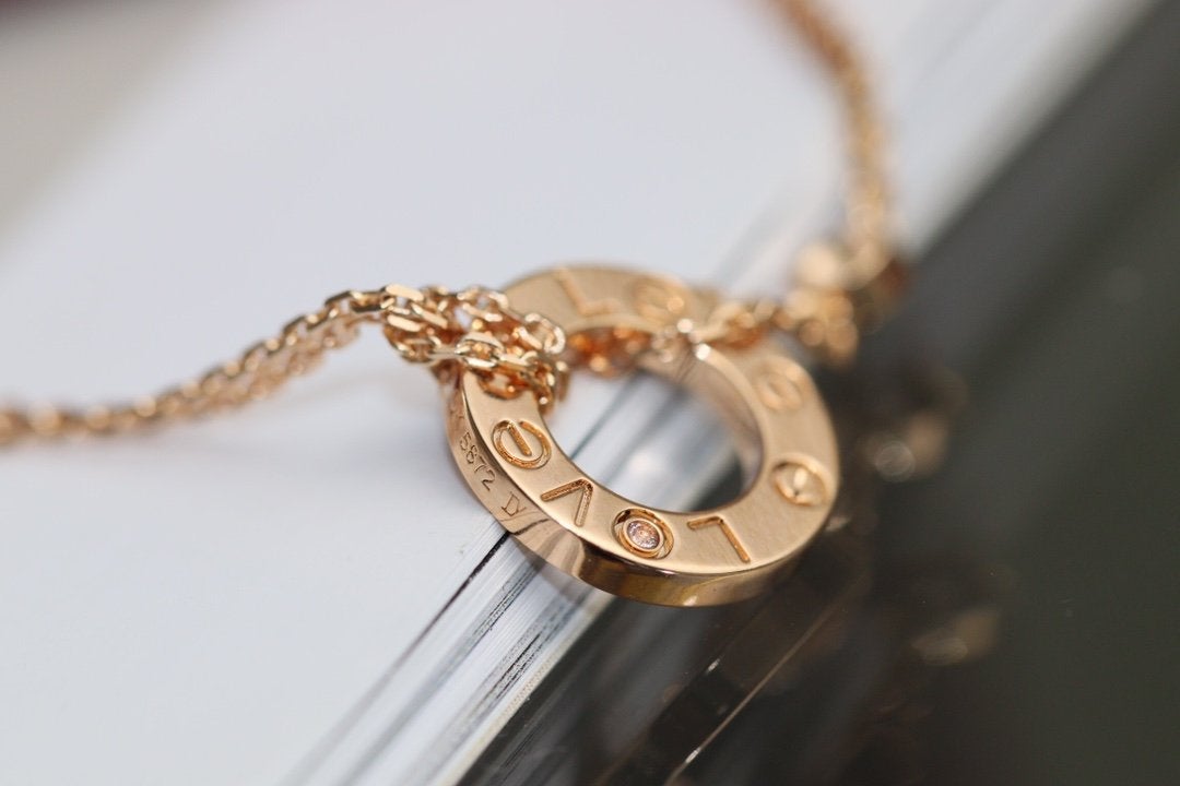 [Love's Uplift]LOVE NECKLACE ADJUSTABLE ROSE GOLD 2 DIAMOND
