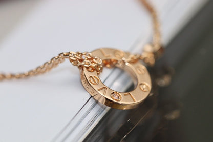 [Love's Uplift]LOVE NECKLACE ADJUSTABLE ROSE GOLD 2 DIAMOND