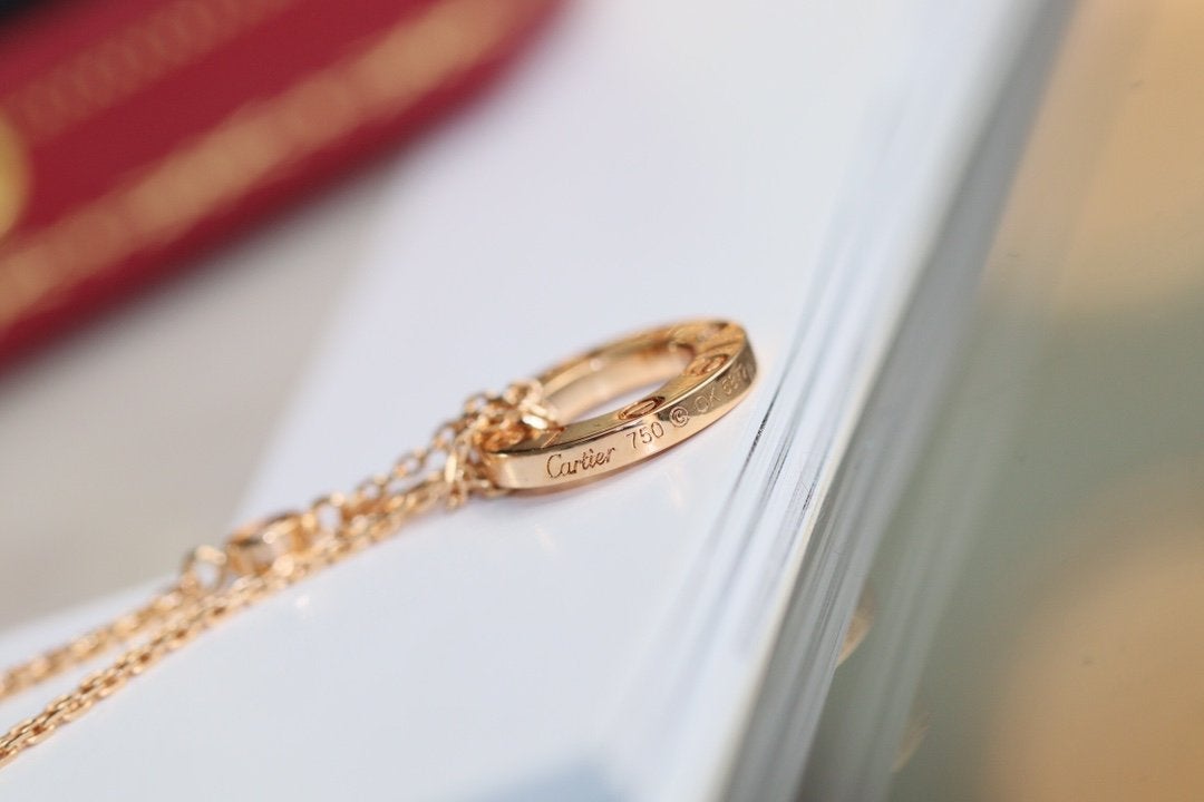[Love's Uplift]LOVE NECKLACE ADJUSTABLE ROSE GOLD 2 DIAMOND