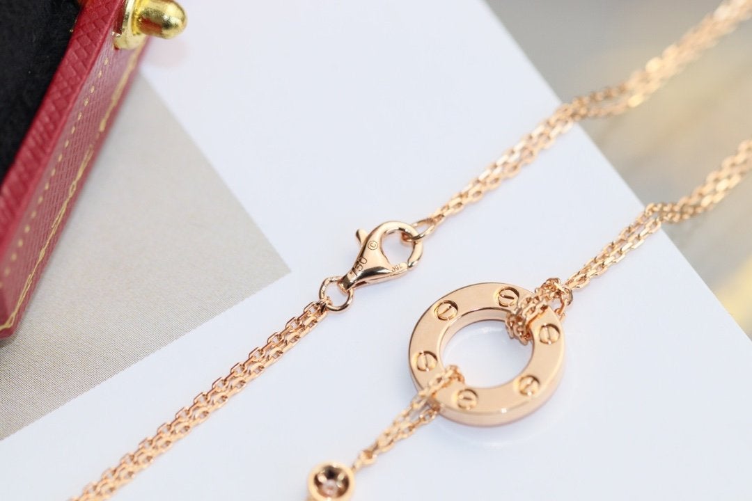 [Love's Uplift]LOVE NECKLACE ADJUSTABLE ROSE GOLD 2 DIAMOND