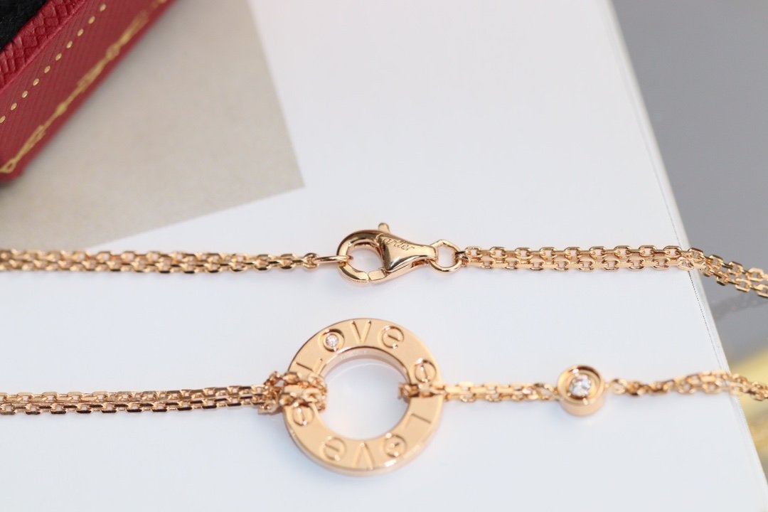 [Love's Uplift]LOVE NECKLACE ADJUSTABLE ROSE GOLD 2 DIAMOND