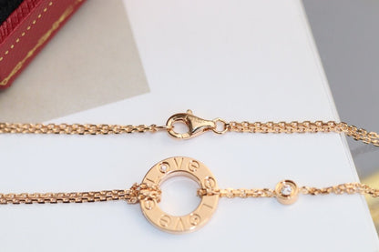 [Love's Uplift]LOVE NECKLACE ADJUSTABLE ROSE GOLD 2 DIAMOND