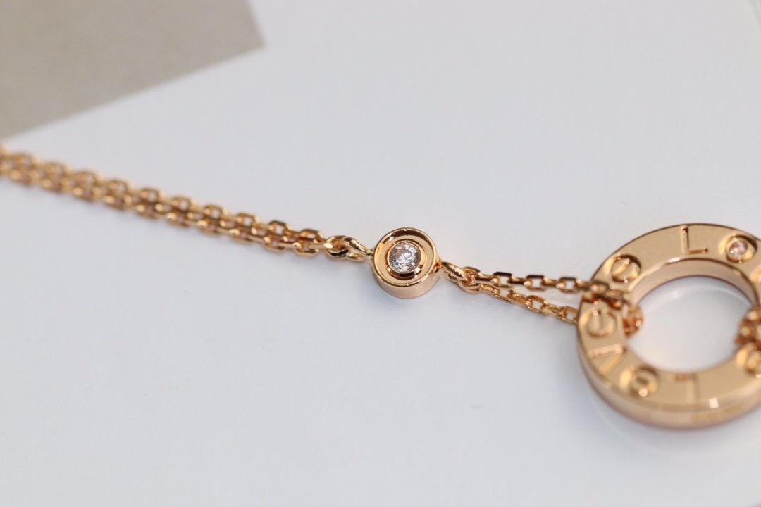 [Love's Uplift]LOVE NECKLACE ADJUSTABLE ROSE GOLD 2 DIAMOND