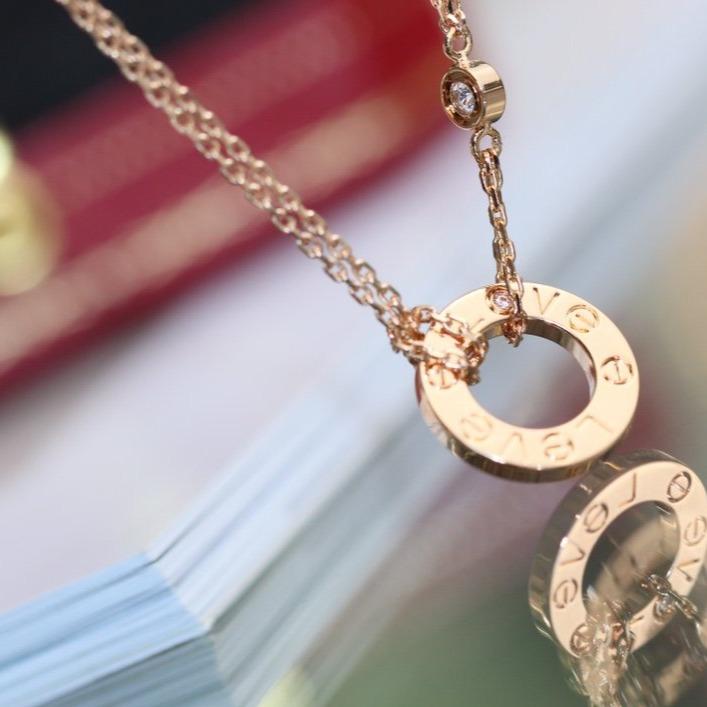 [Love's Uplift]LOVE NECKLACE ADJUSTABLE ROSE GOLD 2 DIAMOND