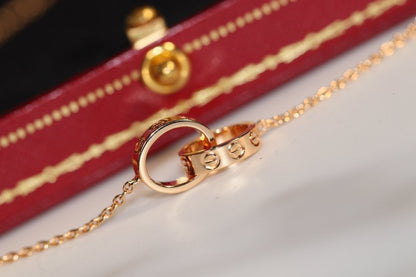 [Love's Uplift]LOVE NECKLACE PINK GOLD AND SILVER