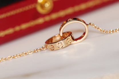[Love's Uplift]LOVE NECKLACE PINK GOLD AND SILVER