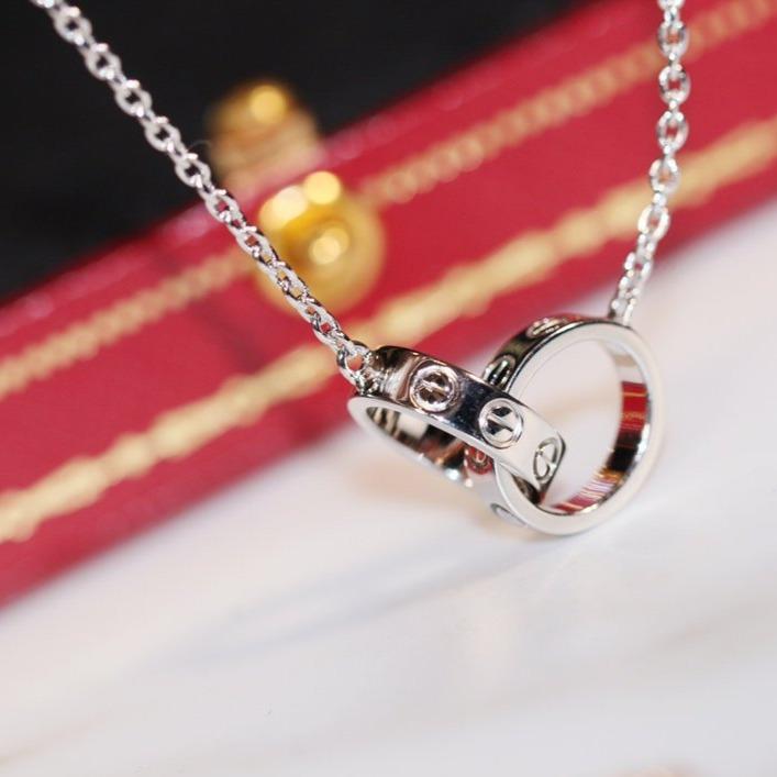 [Love's Uplift]LOVE NECKLACE PINK GOLD AND SILVER