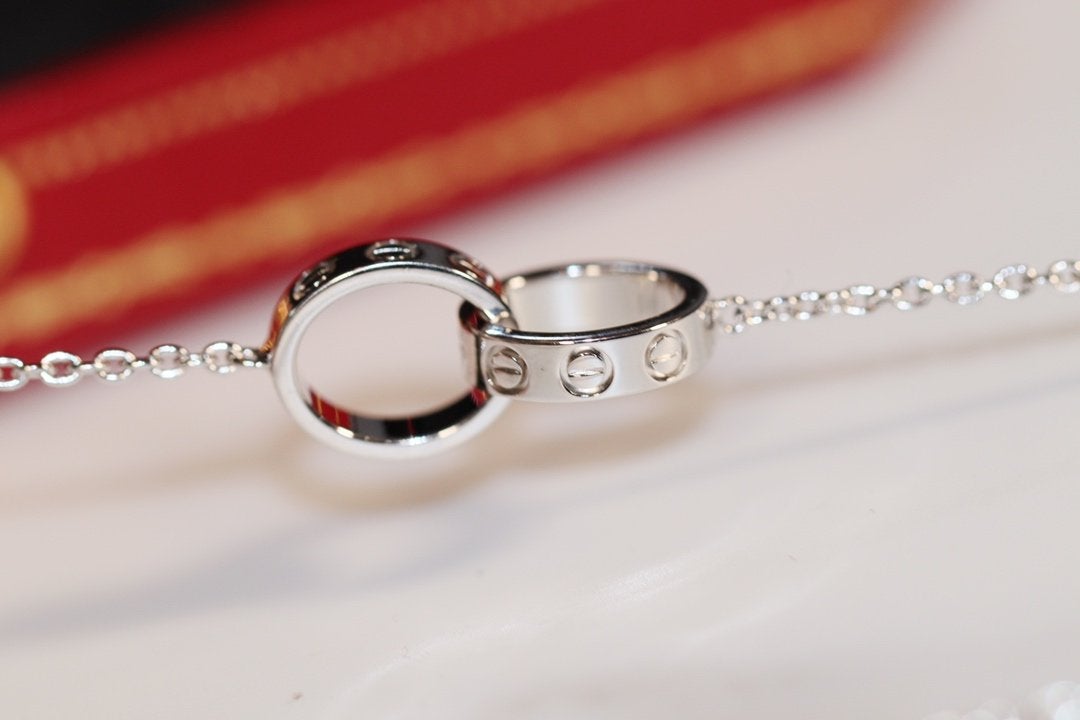 [Love's Uplift]LOVE NECKLACE PINK GOLD AND SILVER