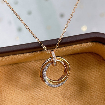 [Love's Uplift]TRINITY NECKLACE SILVER GOLD PINK GOLD DIAMONDS