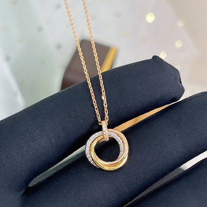 [Love's Uplift]TRINITY NECKLACE SILVER GOLD PINK GOLD DIAMONDS
