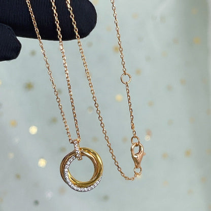 [Love's Uplift]TRINITY NECKLACE SILVER GOLD PINK GOLD DIAMONDS