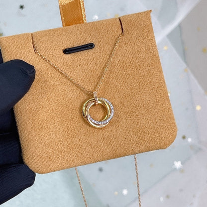 [Love's Uplift]TRINITY NECKLACE SILVER GOLD PINK GOLD DIAMONDS