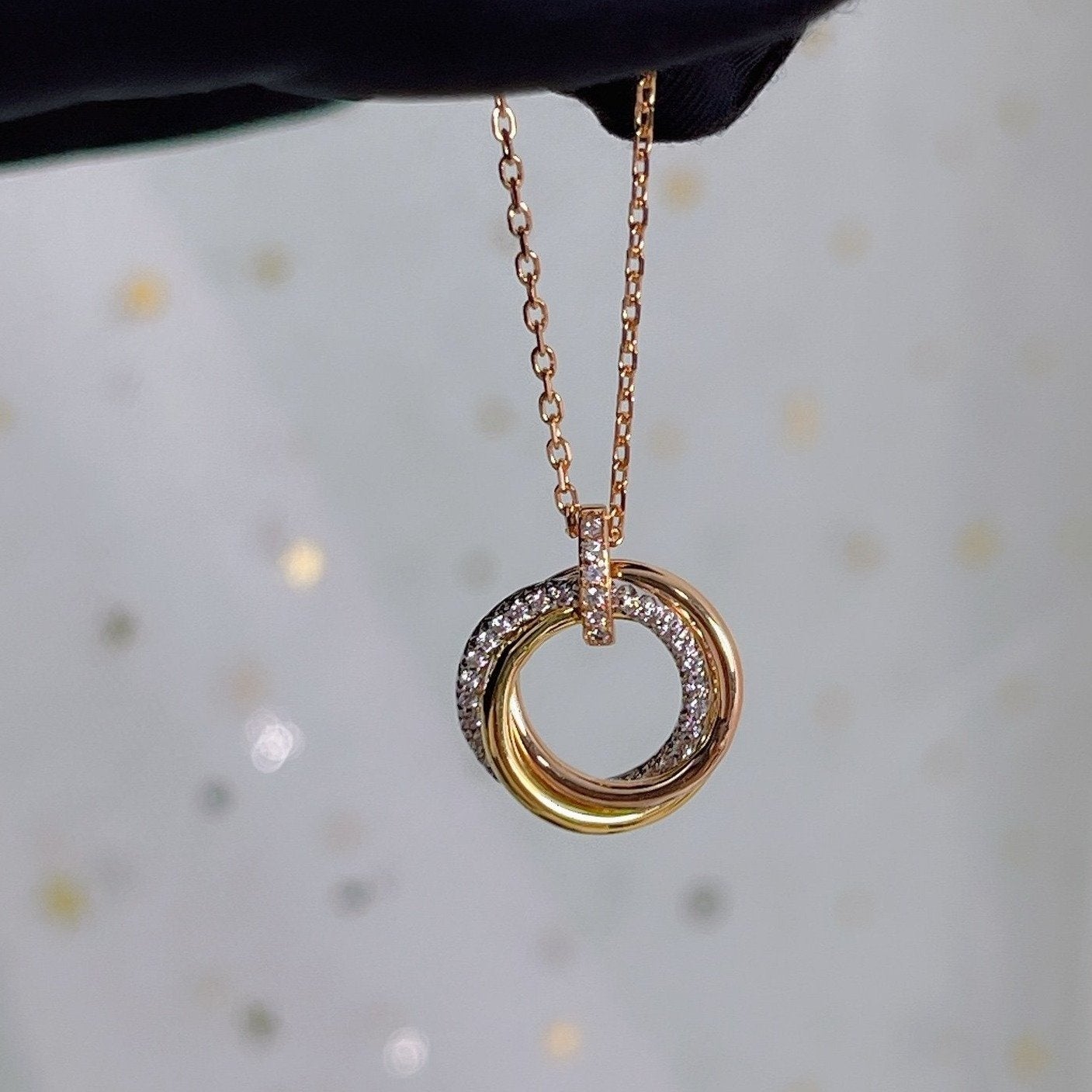 [Love's Uplift]TRINITY NECKLACE SILVER GOLD PINK GOLD DIAMONDS