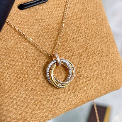 [Love's Uplift]TRINITY NECKLACE SILVER GOLD PINK GOLD DIAMONDS
