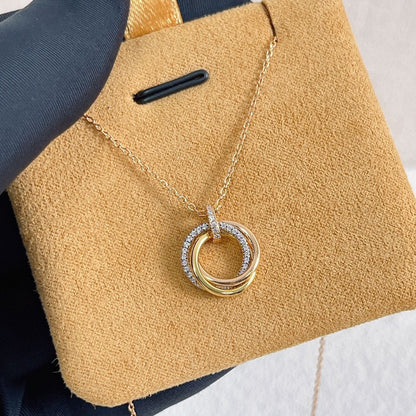 [Love's Uplift]TRINITY NECKLACE SILVER GOLD PINK GOLD DIAMONDS
