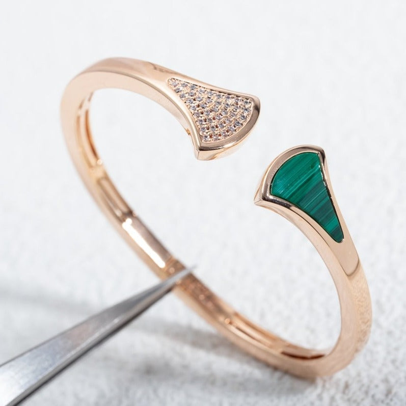 [Love's Uplift]DREAM BRACELET OPEN MALACHITE PINK GOLD