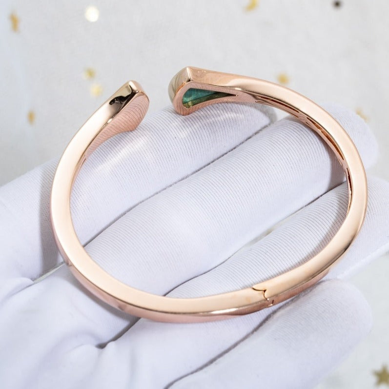 [Love's Uplift]DREAM BRACELET OPEN MALACHITE PINK GOLD