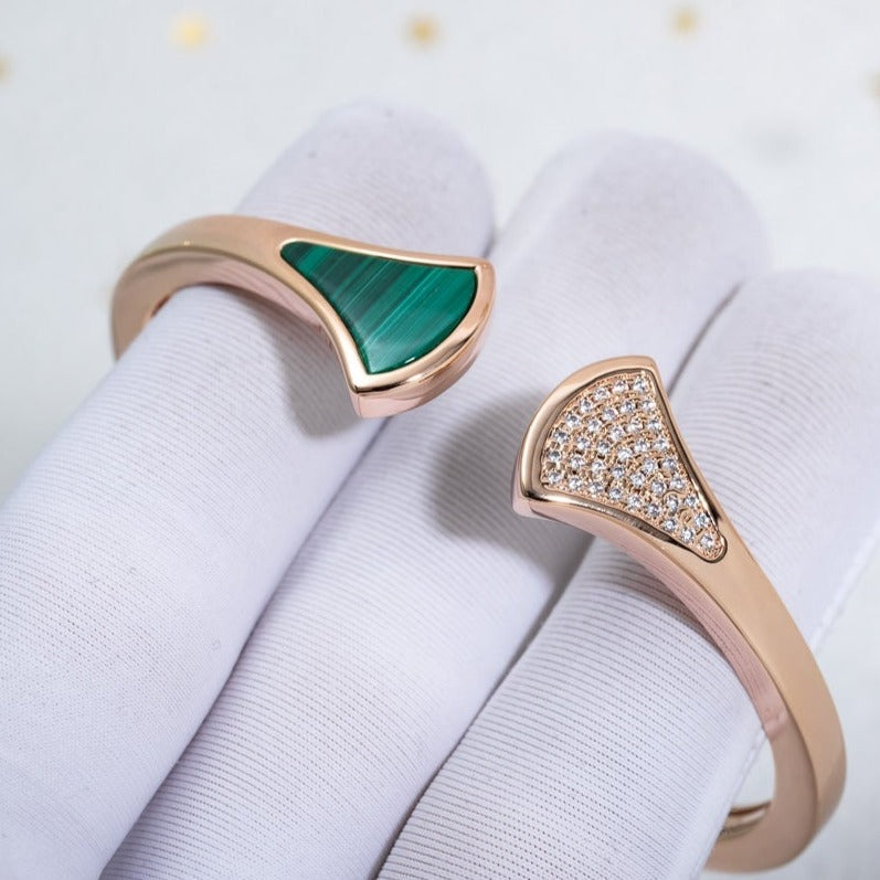 [Love's Uplift]DREAM BRACELET OPEN MALACHITE PINK GOLD