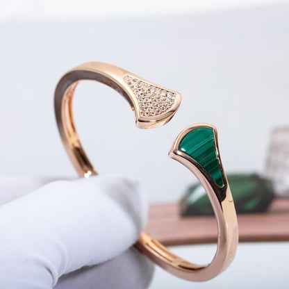 [Love's Uplift]DREAM BRACELET OPEN MALACHITE PINK GOLD